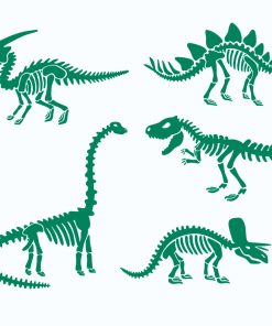 Bügelbilder X11 – grün reflektierend – Fünf Dinosaurier-Skelette (ca. 35 x 43cm)